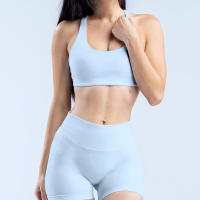 Nuevo sujetador deportivo minimalista de spandex con costura nueva, adecuado para el fitness femenino, estiramiento, ropa de yoga transpirable. - details 9