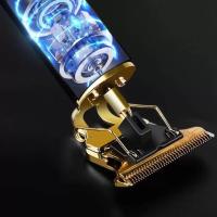 Recortador de pelo eléctrico metálico para hombre, afeitadora de barba sin cable, recargable, cuchilla en T - details 4