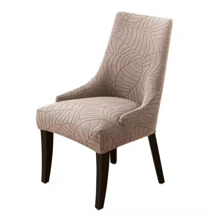 Funda de Silla de Jacquard con Hojas Funda Elástica para Silla de Comedor de Color Sólido - 1