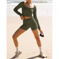 BUNO-Conjunto de ropa de estar por casa para mujer, tops ajustados de manga larga y pantalones cortos de motorista, 2 piezas, verano, 2025 - details 50