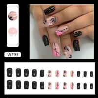 24Pcs/Box Uñas Postizas Francés Arco Iris Con Patrón De Corazón Blanco Uñas Postizas Largas Cuadradas Cubiertas De Plástico Para Manicura - details 18