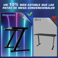 Mesa de Juegos Ergonómica en Forma de Z Fibra de Carbono Portavasos y Gancho para Auriculares Negro - details 29