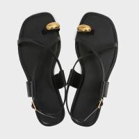 Sandalias planas de moda con tiras de grano fino y decoraciones metálicas para mujer, primavera, punta cuadrada, zapatos de playa - details 2