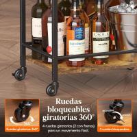 Carrito Auxiliar de 3 Niveles,Carrito de Servicio de té con Ruedas con Bloqueo,Carrito de Cocina y Alcohol para Comedor y Sala de Estar,43,2 x 30 x 81,5 cm, Marrón rústico - details 2