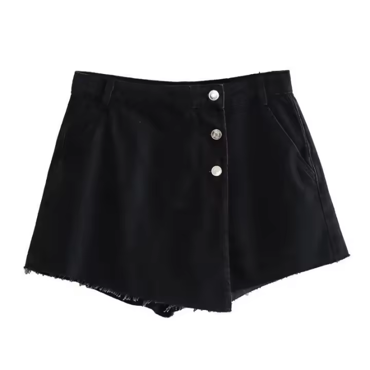 Nuevos Pantalones Cortos Vaqueros de Verano para Mujer Falda con Doble Botonadura, Pantalones Transfronterizos Y2K2024, Moda China Continental - 1