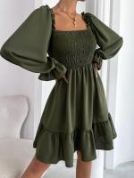 Elegante Vestido de Manga Larga para Mujer Color Sólido, con Volantes, Alta Calidad y Lujo Diseñador - details 26