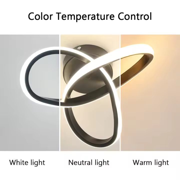 Plafón LED de Techo Nórdico, 22W, 2500LM - GOECO-3000/6500K, Luz Blanca Caliente/Fría - 25*25*12 CM - Negro - Diseño Floral - 1