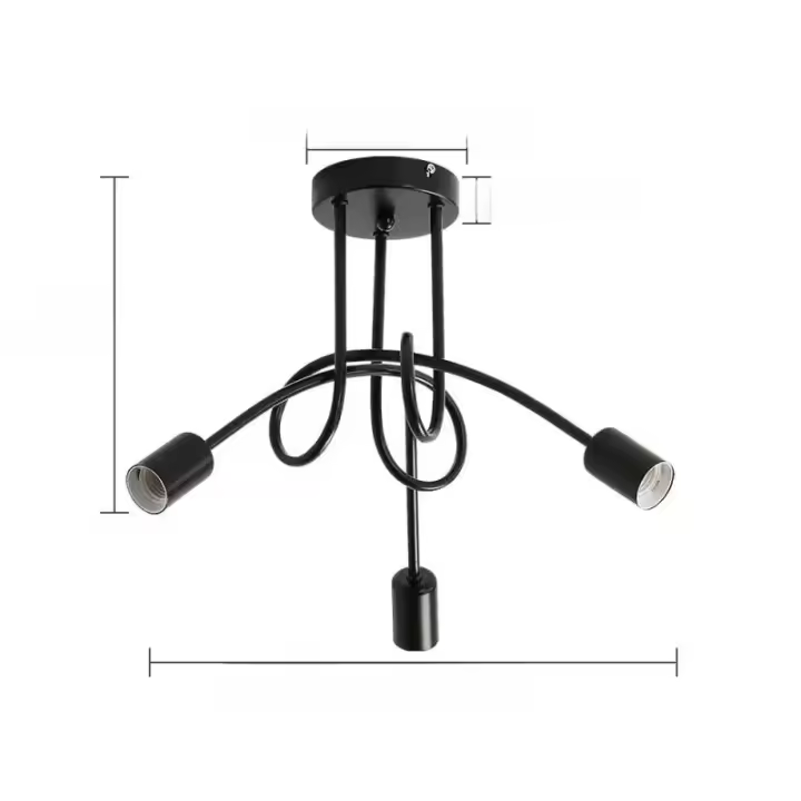 Lámpara De Techo Moderna Nórdica Creativa En Negro Para Sala De Estar Y Dormitorio 3-Luz E27 Metal Retro Lámpara De Techo Auto-contenida Sin Bombillas Incluidas - 1