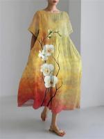 Vestido Casual de Playa para Mujer con Estampado 3D de Flor Fresca Vestido Suelto a Rayas con Talla S-5XL - details 2