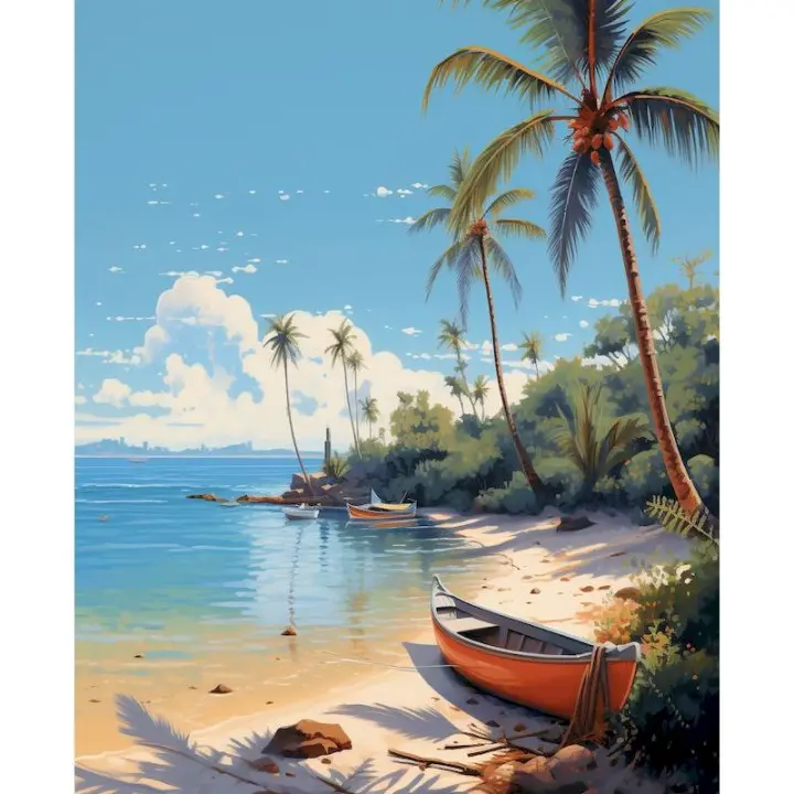 RUOPOTY Diy pintura por números paisaje playa árbol pintura por números arte de pared moderno para decoración del hogar - 1