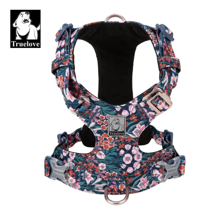 Truelove-arnés de algodón para perro pequeño y grande, diseño de moda, Floral, ajustable, reflectante, varios tamaños, TLH6283 - 1