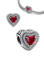 Abalorio de corazón pulido, pulsera de plata para la fabricación de joyas - details 0