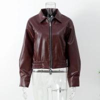 Chaqueta de solapa de color sólido sual manga larga elástica corta mujer t otoño desplazamientos prendas de vestir exteriores - details 0