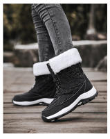 Botas de nieve para mujer, botines cálidos de felpa para exteriores, impermeables, antideslizantes, Zapatillas altas de Trekking, de algodón, Invierno - details 16