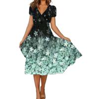 Vestido de manga corta a la moda de verano para mujer, vestidos estampados para mujer - details 1