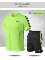 Conjunto deportivo de verano con tres rayas, pantalones cortos de manga corta, holgados para correr, secado rápido y transpirable - details 7