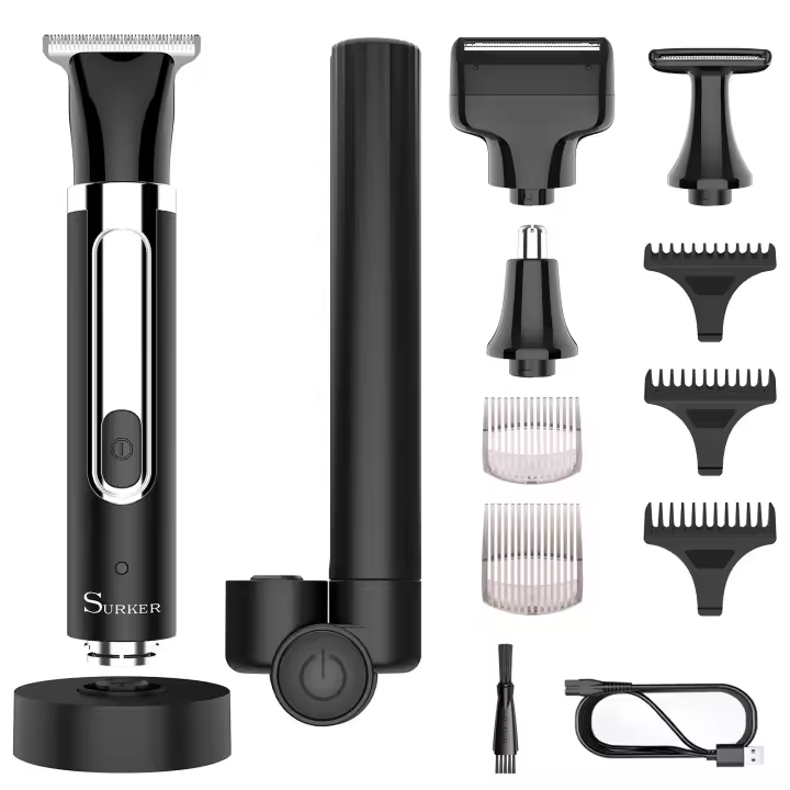 Cortadora de pelo profesional 4 en 1, maquinilla de afeitar eléctrica, resistente al agua, máquina de corte de pelo para hombre, carga usb - 1
