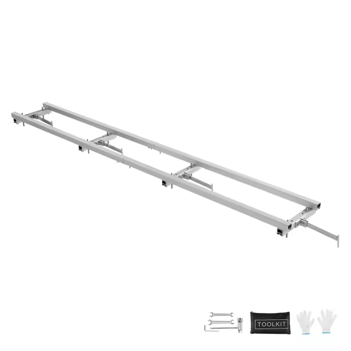SucceBuy Sistema de guía de molino de riel de 9 pies, guía de fresado ajustable de aluminio con 4 kits de barras transversales para molinos de motosierra, ideal para constructores y carpinteros - 1