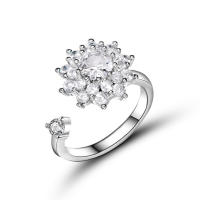 Anillo giratorio de flor de molino de viento con copos de nieve de circonio de cristal a la moda para mujeres y niñas, joyería para fiesta, regalo antiestrés - details 4