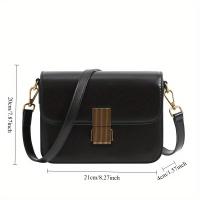 Bolso bandolera convertible para mujer - Negro con detalles en tonos dorados, correa desmontable, cierre a presión, súper fibra de alta calidad, diseño compacto espacioso para uso diario y formal, bolso de viaje versátil, bolso con textura brillante - details 4