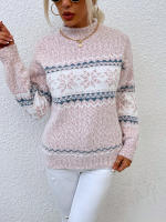 Suéter cálido de punto para mujer, jersey de cuello medio alto, copo de nieve, otoño e invierno, 2023 - details 3