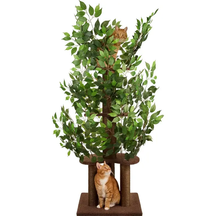 Árbol rascador con hojas compacto y estable para gatos grandes – 4 niveles para escalar, rascar y descansar – Hojas seguras – Fácil montaje – Materiales resistentes y aptos para mascotas – 160CM - 1
