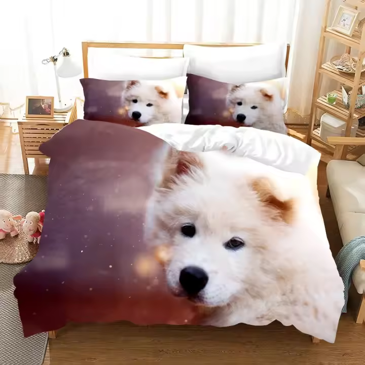 Juego de Ropa de Cama Samoyed 3D Impresa Funda de Edredón, Cubierta de Cama, Funda de Edredón para Dormitorio Tamaño Cama Rey Textil para el Hogar 2/3PCS - 1