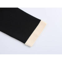 Vestido corto de punto con cuello polo y mangas hasta el codo para mujer, estilo vintage, con parches negros, mini vestido informal de otoño. - details 10