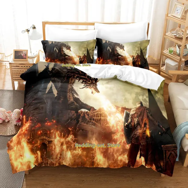 Juego de Ropa de Cama Dark Souls 3 Tamaño Cama Sencilla, Plena, Rey Diseño de Anime 3D - 1