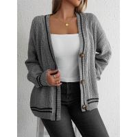 Punto con cuello en V de estilo coreano para mujer, corte holgado, moda primavera otoño, ropa informal - details 16