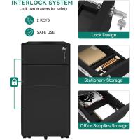 Archivador de Oficina de Metal con 3 Cajones Mueble de Oficina Portátil con Ruedas Blanco - details 16