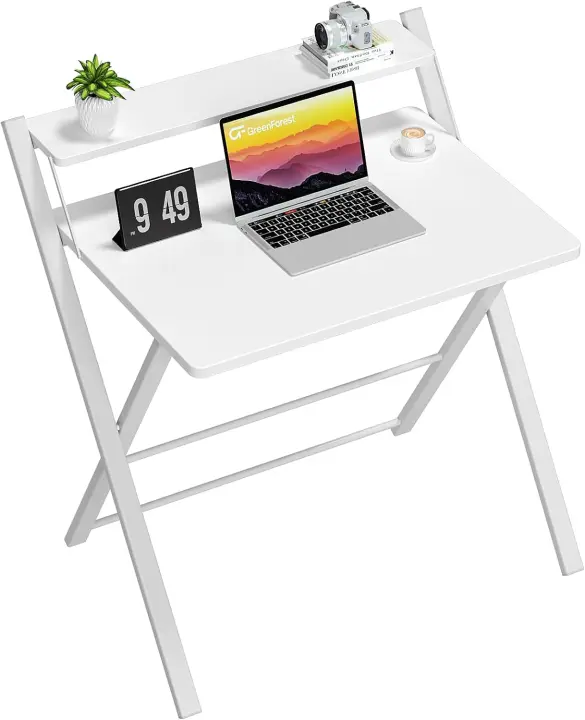 Plegable con Estante l Monitor Oficina Tamaño Pequeño sin Montaje Pequeño para Espacio Pequeño Café expreso - 1
