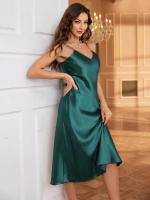 Camisola de satén suave para mujer, ropa de dormir transparente elegante, camisón de lujo, ropa de descanso ligera para todas las estaciones - details 4