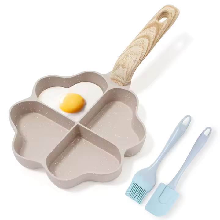 RIOVARM 4 agujeros En forma de corazón Sartén para huevos Antiadherente Granito Sartenes pequeñas Inducción Sartenes Creativo Lindo Sartén tortilla sin PFOA Saludable Tortita Sartén para el desayuno - 1