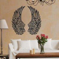 Pegatinas de pared de decoración de alas de Ángel esmeriladas, pegatinas colgantes de metal para el hogar europeo y americano, modelo artesanal - details 8