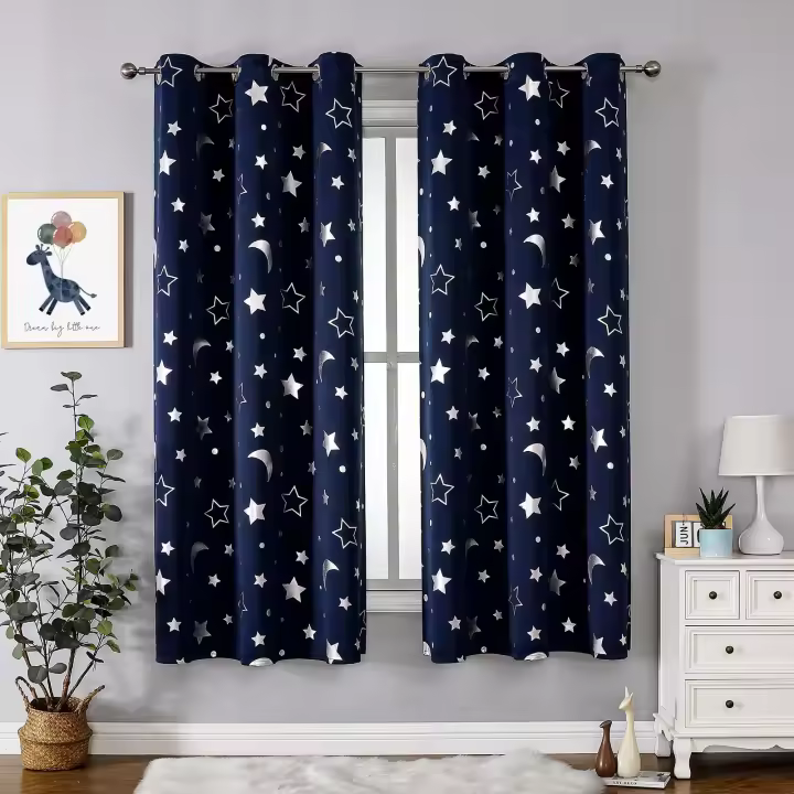 Cortinas opacas para dormitorio, 2 Piezas, with Ojales, Aislantes, para habitación de Niños, Sala de estar, Balcón - 1