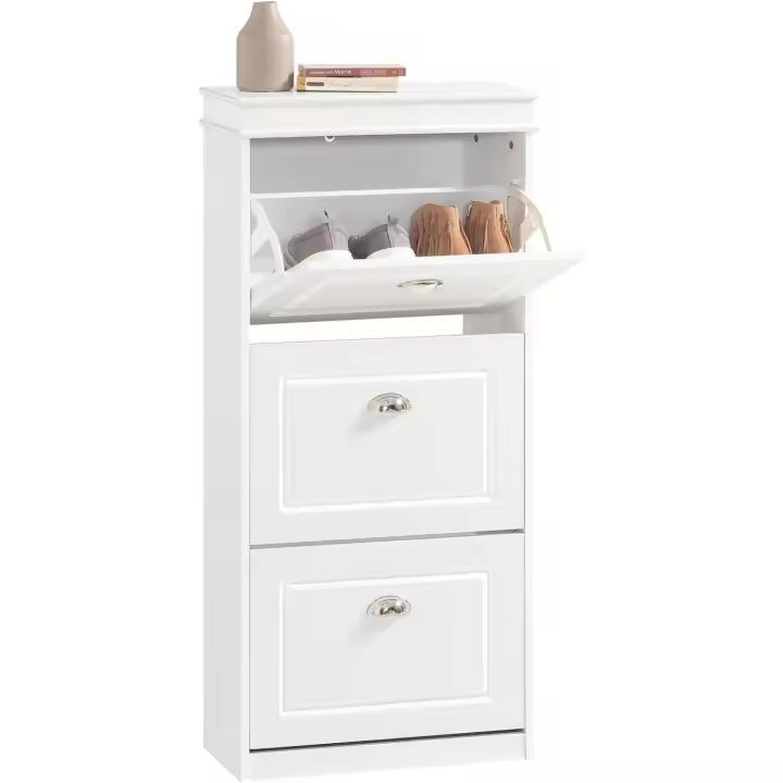 Estrecho con 3 Puertas Abatibles Organizador para Zapatos Blanco FSR94-W ES - 1