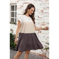 Vestido suelto con bloques de color, informal, con mangas con volantes, corte ajustado - details 17