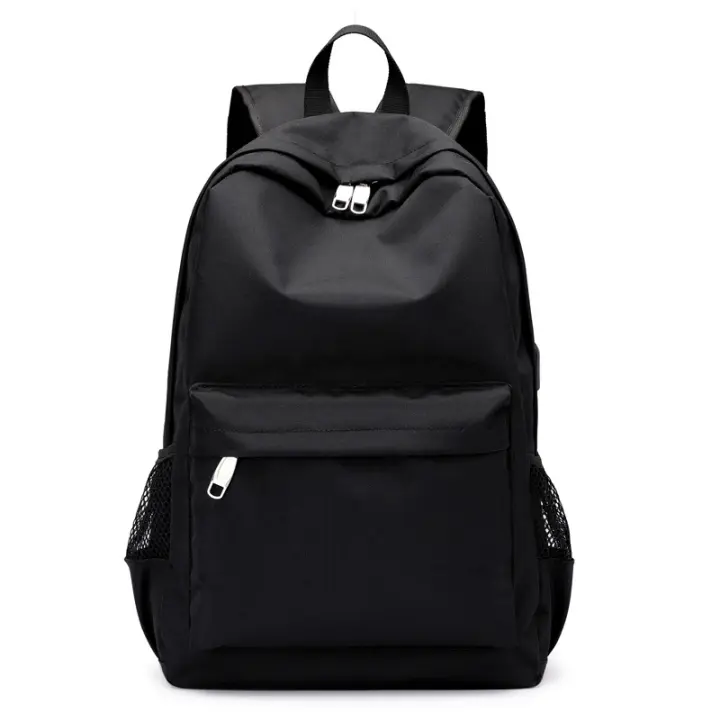 Mochila casual de color sólido, mochila de viaje con carga USB de gran capacidad, bolso universitario - 1