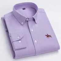 Camisas de caballo bordadas para hombre, ropa de calle de gran tamaño, 2025 algodón, Oxford, informal, manga larga, talla grande, 100% - details 6