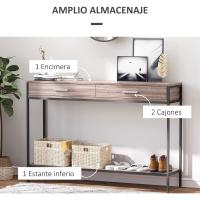 Consola Estrecha para Recibidor Mesa Auxiliar Estrecha para Puerta de Entrada 120x30x81.5 cm Estilo Industrial Imitación Roble - details 3