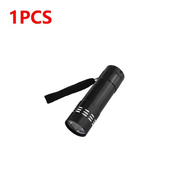 Mini Linterna UV Portátil para Senderismo, 9 Luces LED Negras, 50LM, 395nm, Herramienta de Iluminación. - 1