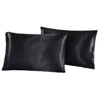 Funda de almohada de seda satinada Queen, ropa de cama para el hogar, suave, rectangular, 2 piezas - details 0