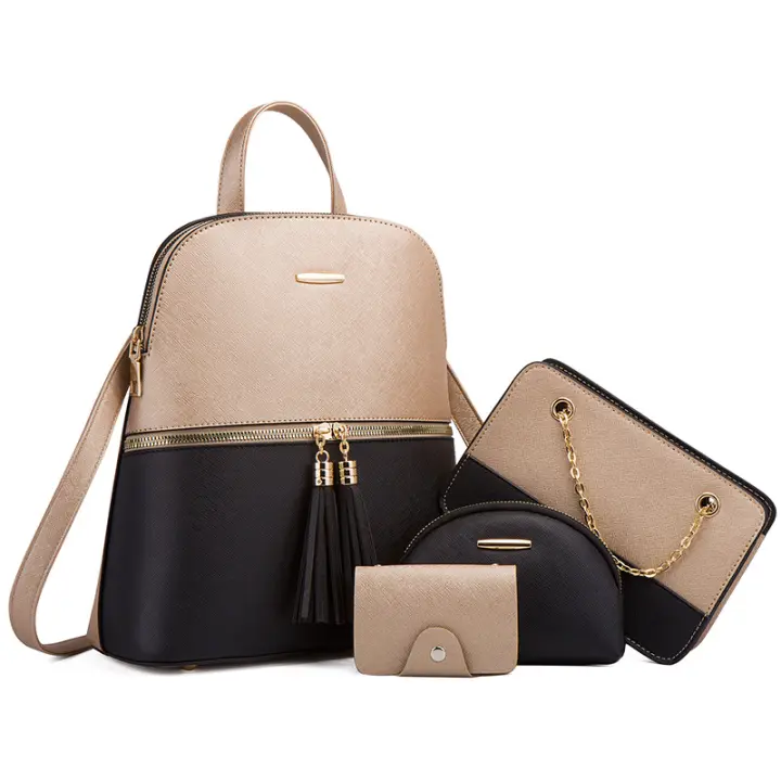 Mochila de Moda para Mujer Mochila de Cuero con Correa para Hombro Bolso Cruzado Set de Bolso de Tarjetero de Cuero Regalo para Mujer - 1