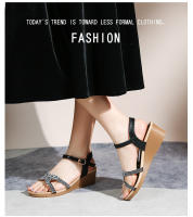 Nuevas sandalias de moda con diamantes de imitación, versión coreana, plataforma y tacón de cuña para mujer - details 33