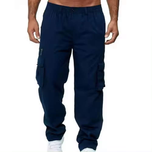 Pantalones de hombre Color sólido con múltiples bolsillos - 1