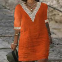 Vestido de verano de manga corta para mujer, vestidos casuales con cuello en V - details 2