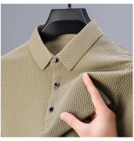 Camiseta Polo de Sedosa de Seda de Hielo de Flor de Hueso Manga Corta, Sin Aros, Resistente a Arrugas, Nueva Moda de Verano - details 3