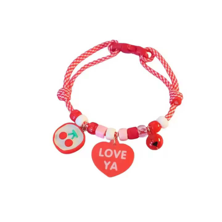 Collar de Mascotas de Punto Suave con Campana y Colgantes Collar Ajustable para Perros y Gatos - 1