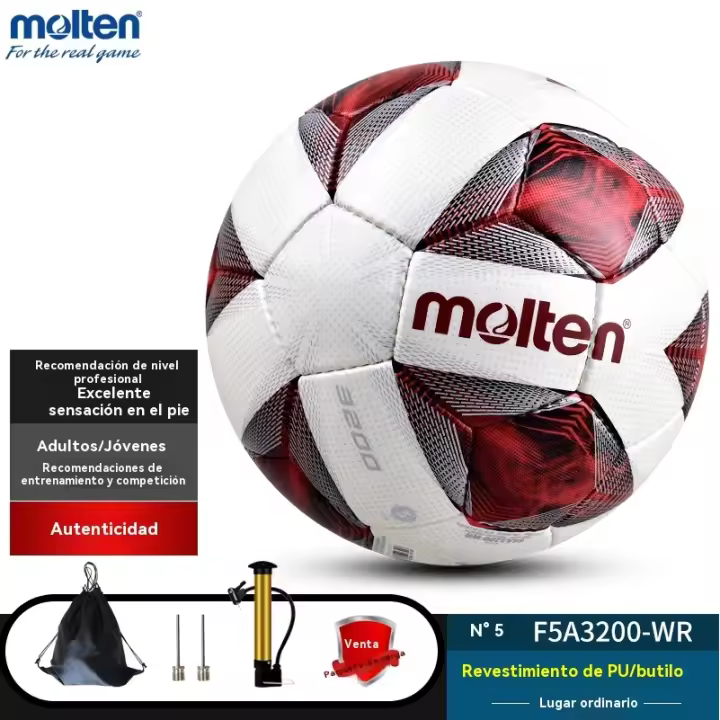 Talla 5 Balón de fútbol Molten 3200 - Cosido a mano resistente al desgaste para competición y entrenamiento adulto,voleibol de playa para adultos, balones de fútbol para adultos, deportes de equipo - 1